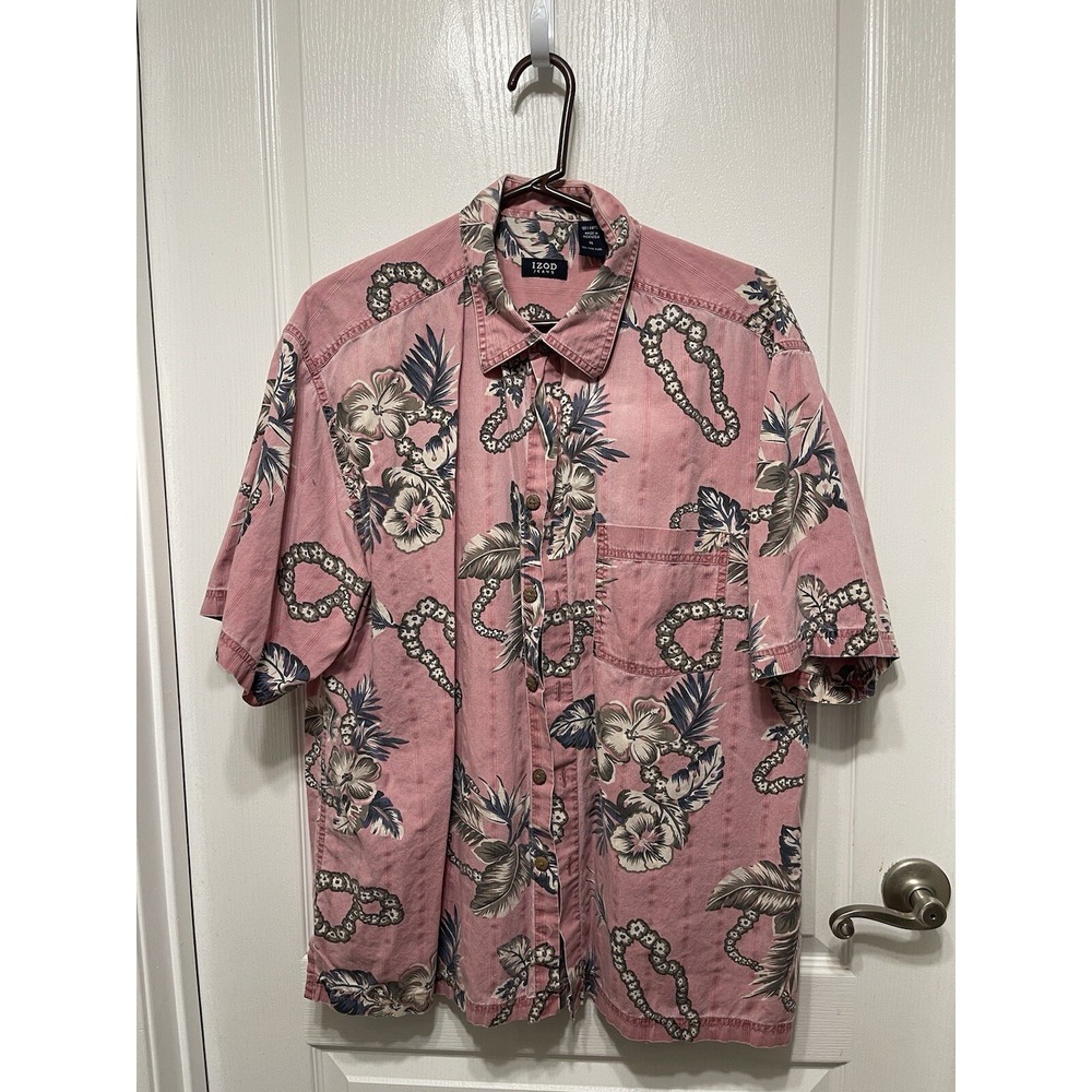 Izod Caribbean Shirt XL Men's Shirt Pink Festive